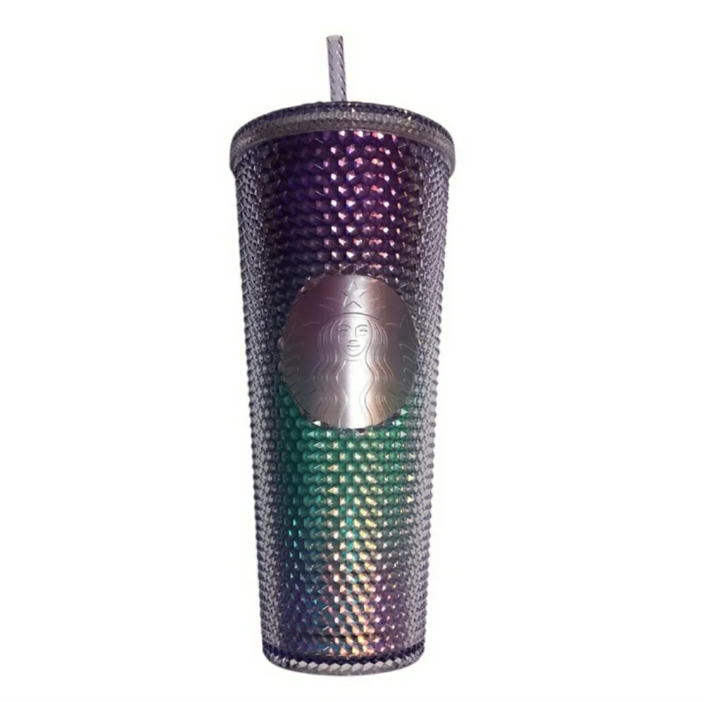 STARBUCKS Studded Iridescent Mermaid Purple Teal Ombré 24 oz new